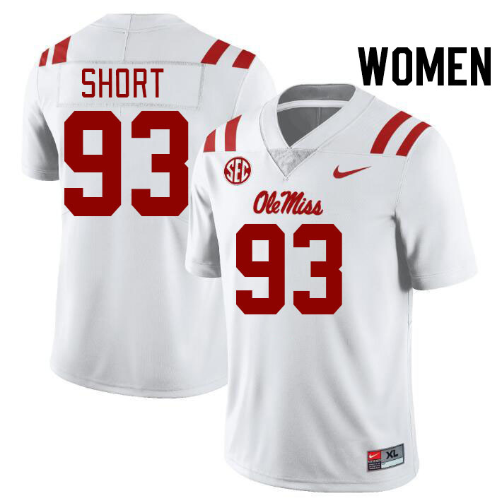 Women #93 Carter Short Ole Miss Rebels College Football Jerseys Stitched-White